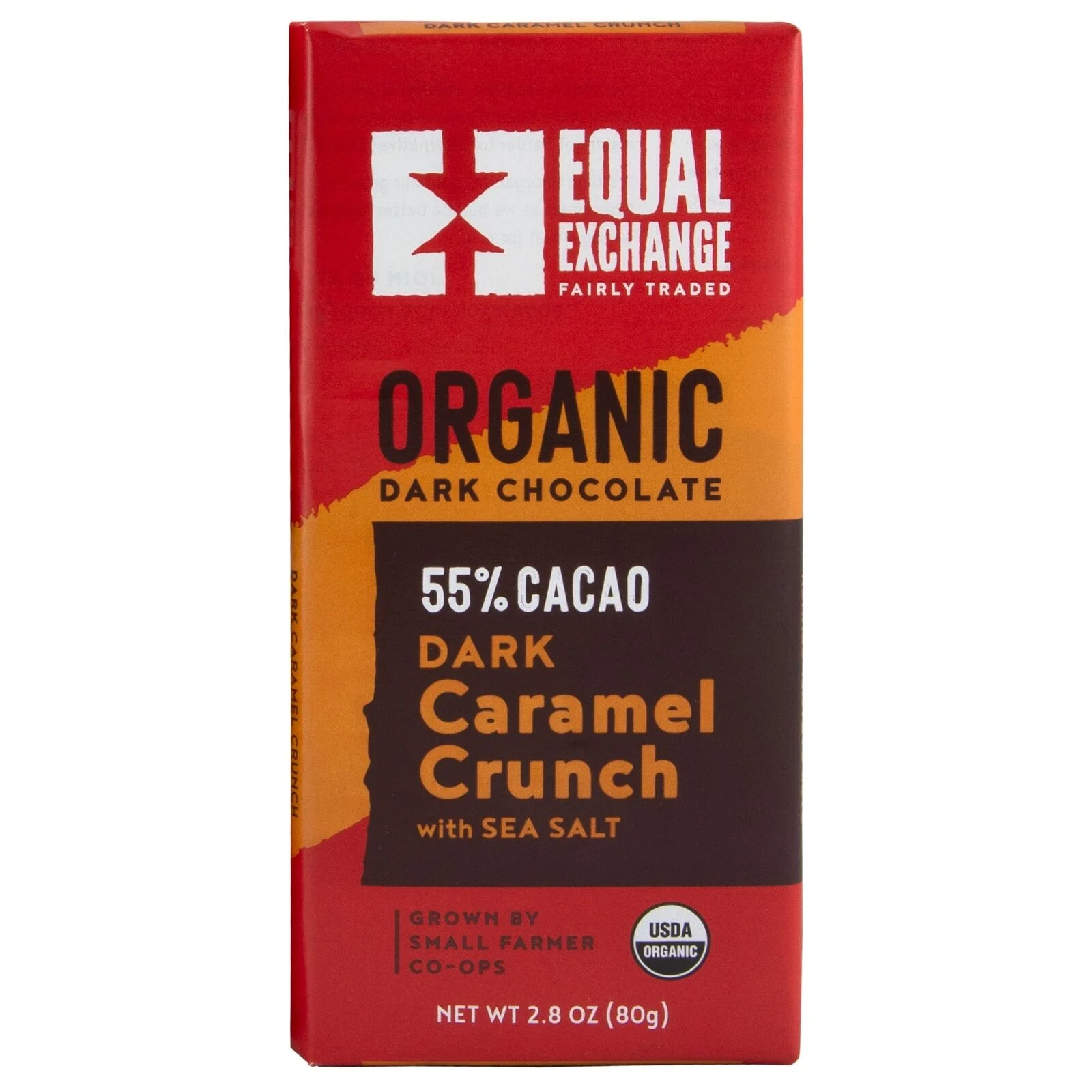 Equal Exchange, Organic, Dark Chocolate, Caramel Crunch with Sea Salt, 55% Cacao, 2.8 oz Pack of 4