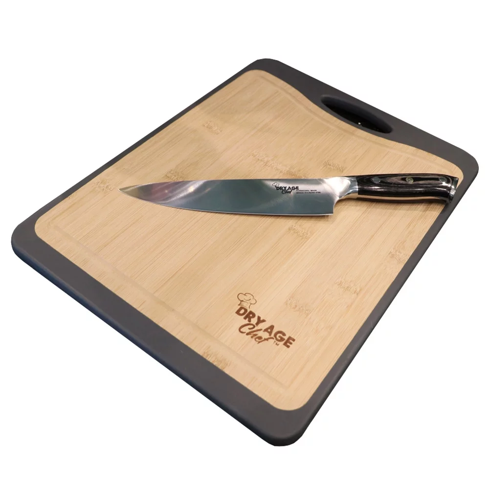 Large Beef Rack, Dry Aging Pan, Chefs Knife, Cutting Board Combo by Dry Age Chef - Perfect for Dry Aging Steak at Home!