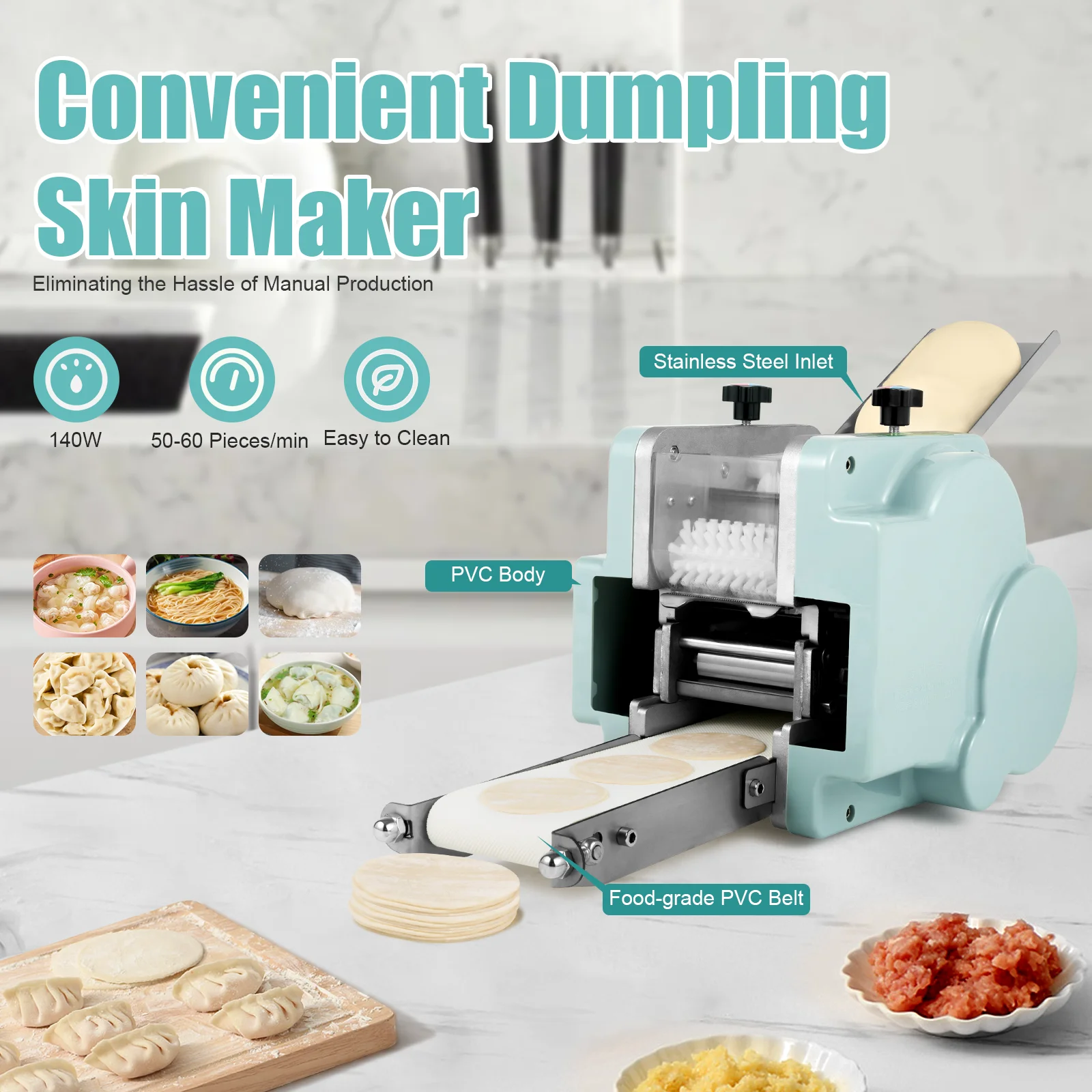 MIDUO Commercial Electric Dough Processing Maker Dumpling Skin Machine 3.15” Mold 110V