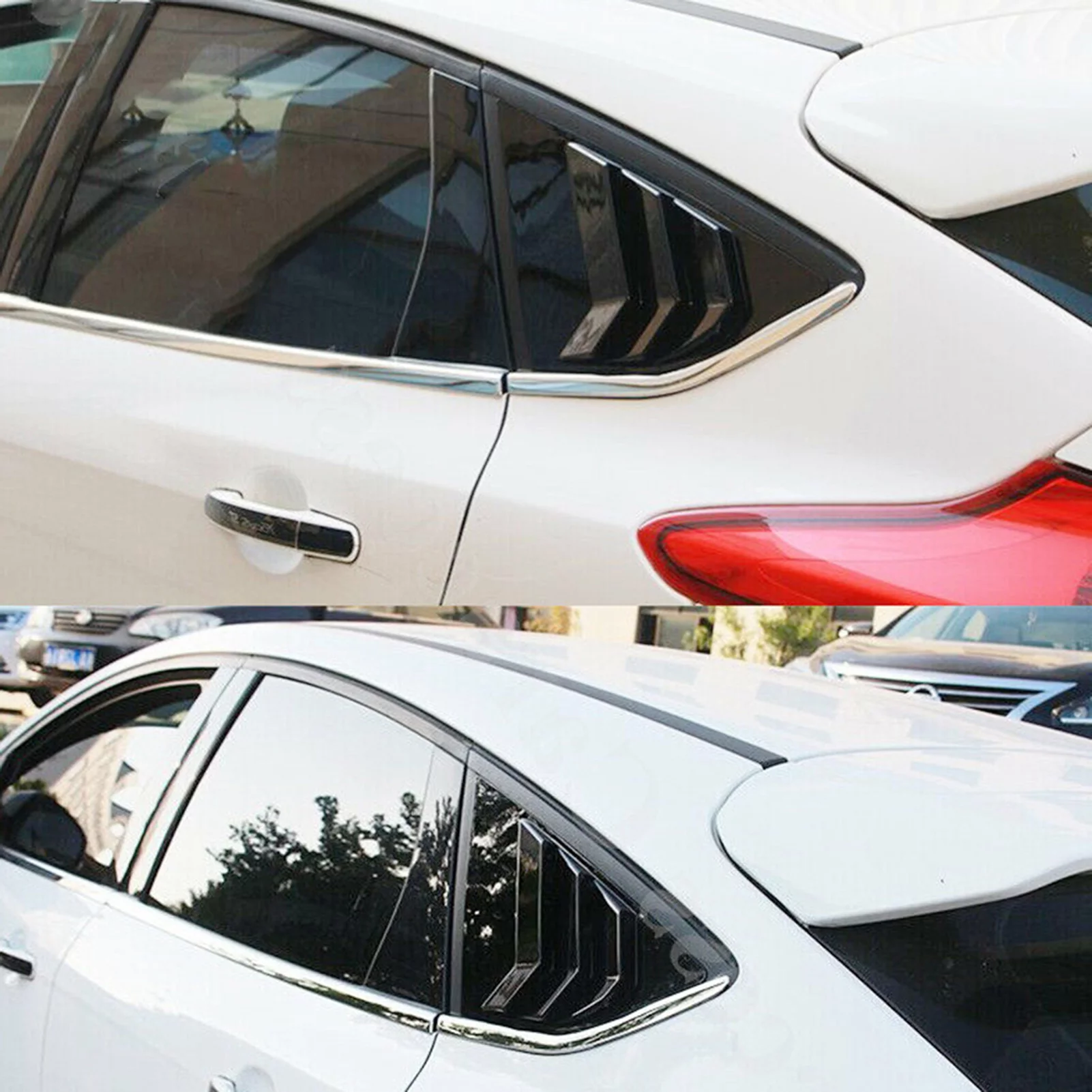 Arealer Rear Window Louvers Car Rear Window Side Tuyere Louvers Vent for Focus ST RS MK3 Hatchback Carbon Fiber Style