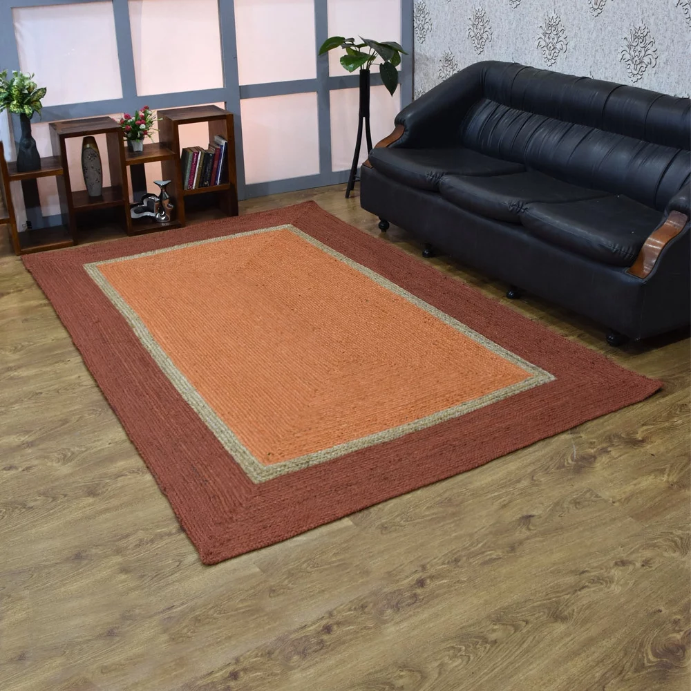 Rugsotic Carpets Hand Woven, Contemporary Jute Area Rug, Orange, 5