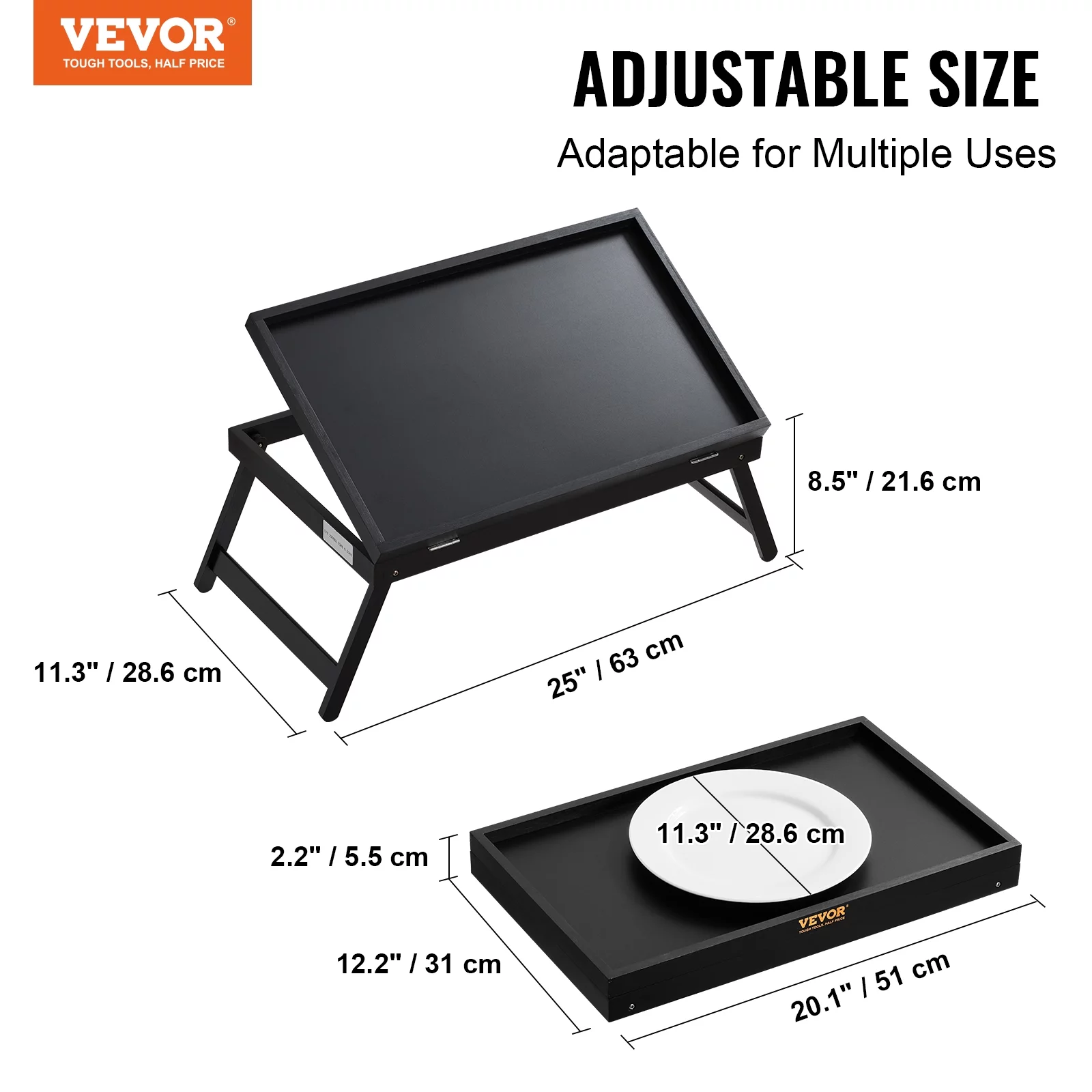 BENTISM Bamboo Bed Tray Breakfast Serving Table Laptop Desk with Foldable Legs Adjustable Slope for Sofa, Bed, Eating, Snacking, and Working，20