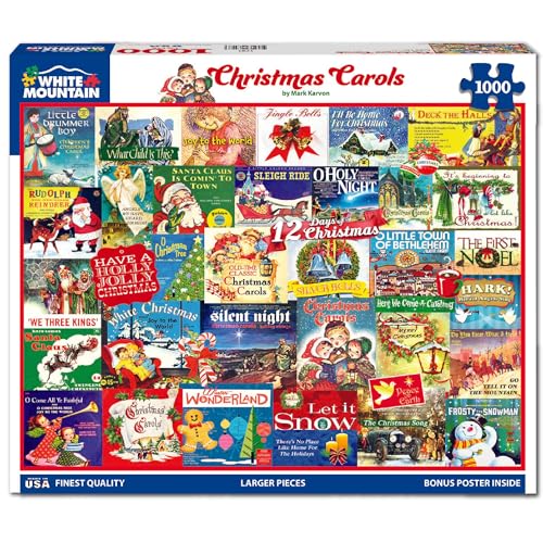 White Mountain 1000 Piece Jigsaw Puzzle Winter Christmas Holiday Puzzles for Adults and Kids 24