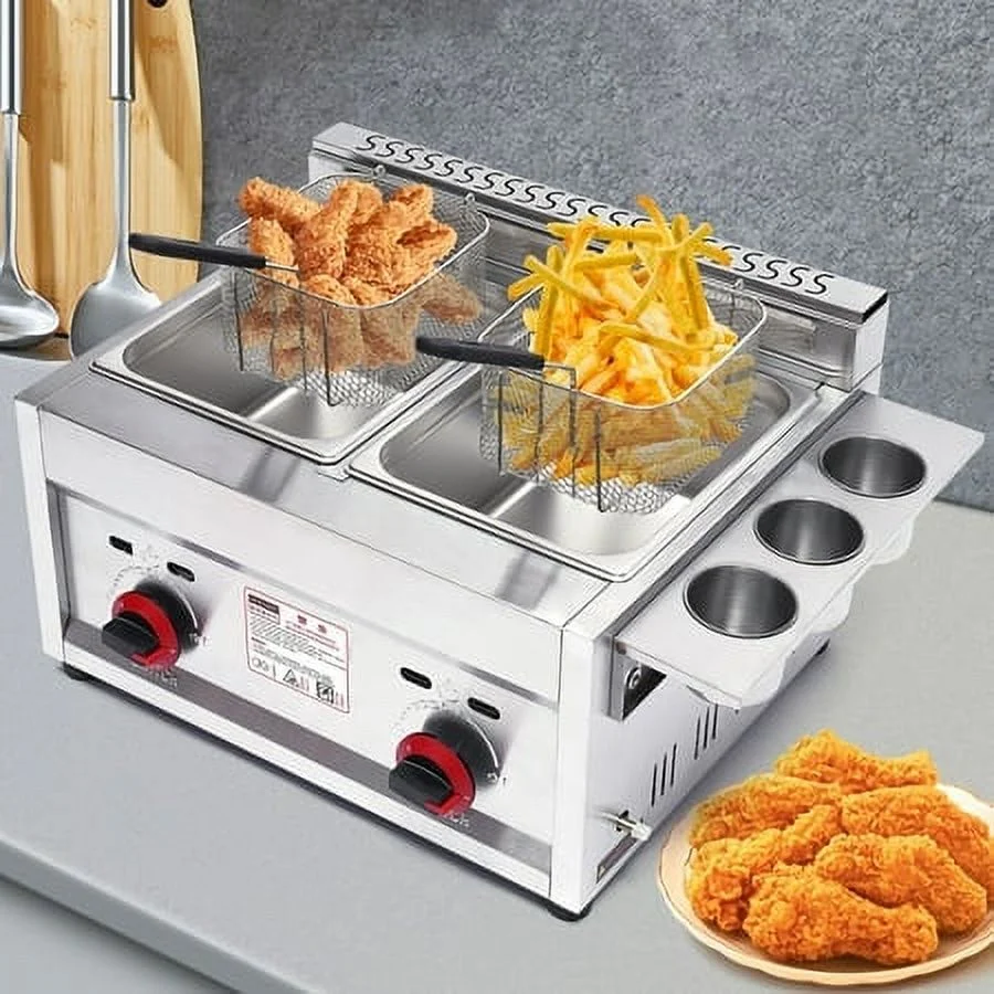 6L*2 Commercial Countertop Gas Deep Fryer Propane 2 Basket Stainless Newest Sale