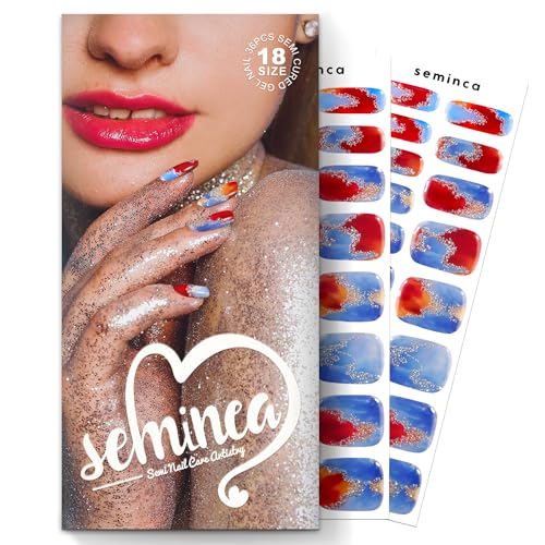 Semi Cured Gel Nail Strips-Easy Apply Christmas Gel Nail Stickers Holiday Semi Cured Manicure Strips with Sparkling Xmas Designs (Classic Yule)