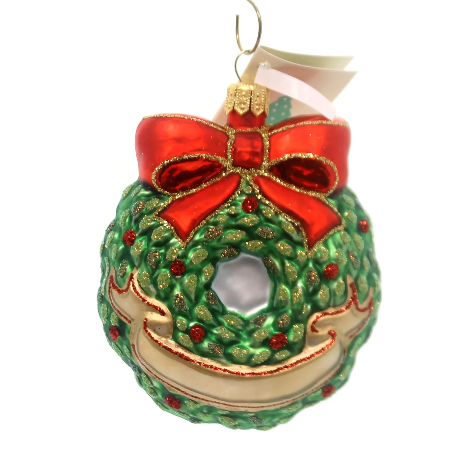 Tannebaum Treasures WREATH ORNAMENT Glass Holiday Holly Christmas Ha04204