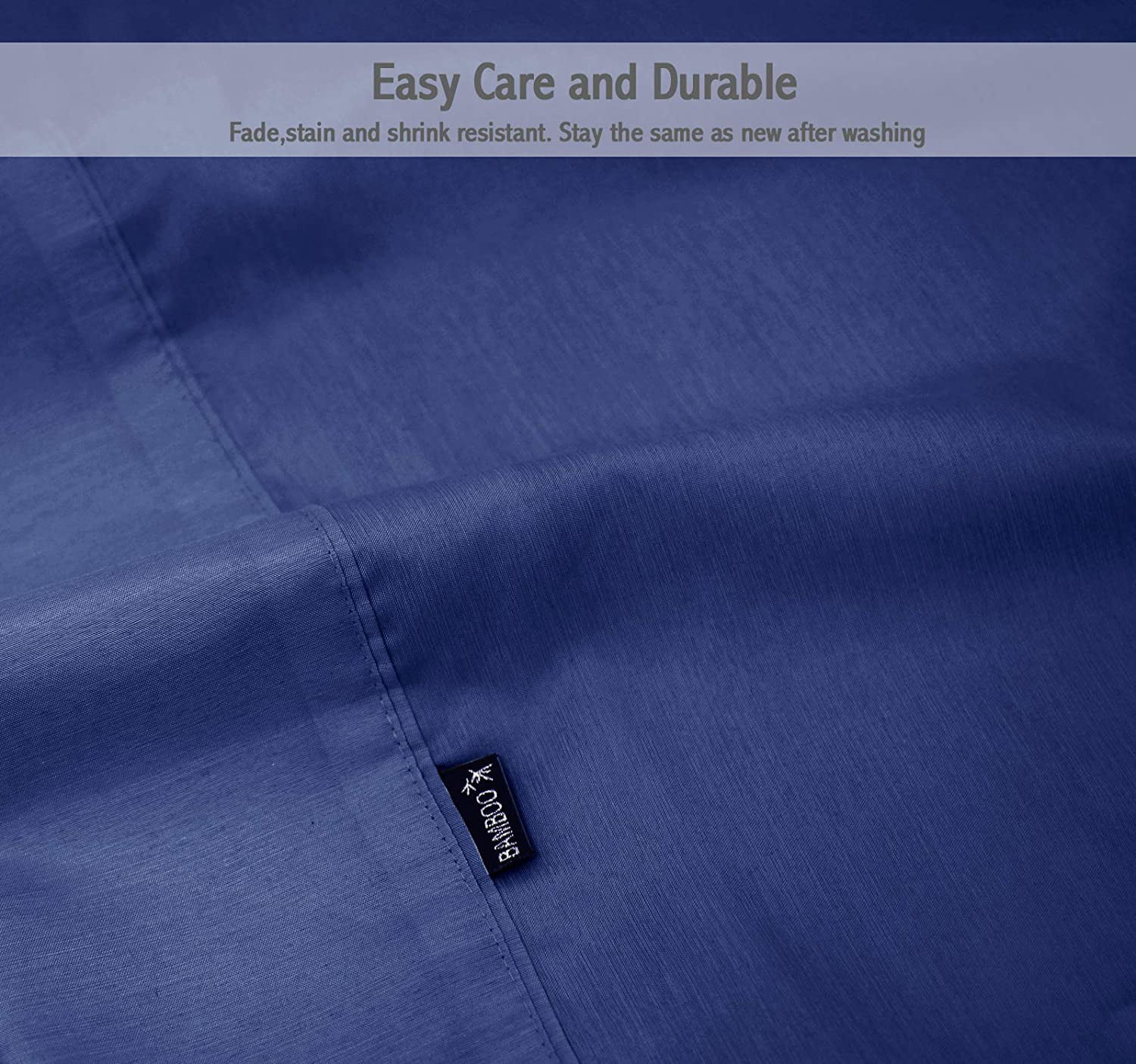 4 Piece Bamboo Microfiber Hyacinth Blue King Sheet Set, Deep Pocket Bed Sheets