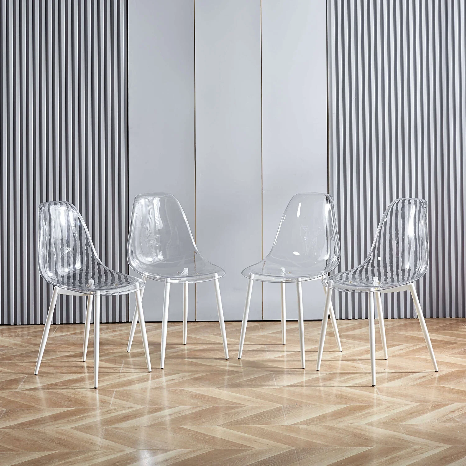 Oufan Round Dining Table Set for 4, Modern Casual Coffee Table Set for Kitchen, Living Room, Apartment, Space Saving (Dining Table + 4 Chairs)