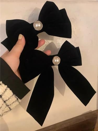 Large Velvet Hair Bow Clip with Metal Rose Accent, Pack of 2, Red