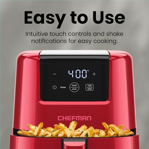 CHEFMAN 2 Qt Mini Air Fryer – Digital Space-Saving Compact Air Fryer with Nonstick and Dishwasher Safe Basket, Quick & Easy Meals in Minutes, Features Digital Timer and Shake Reminder – Black