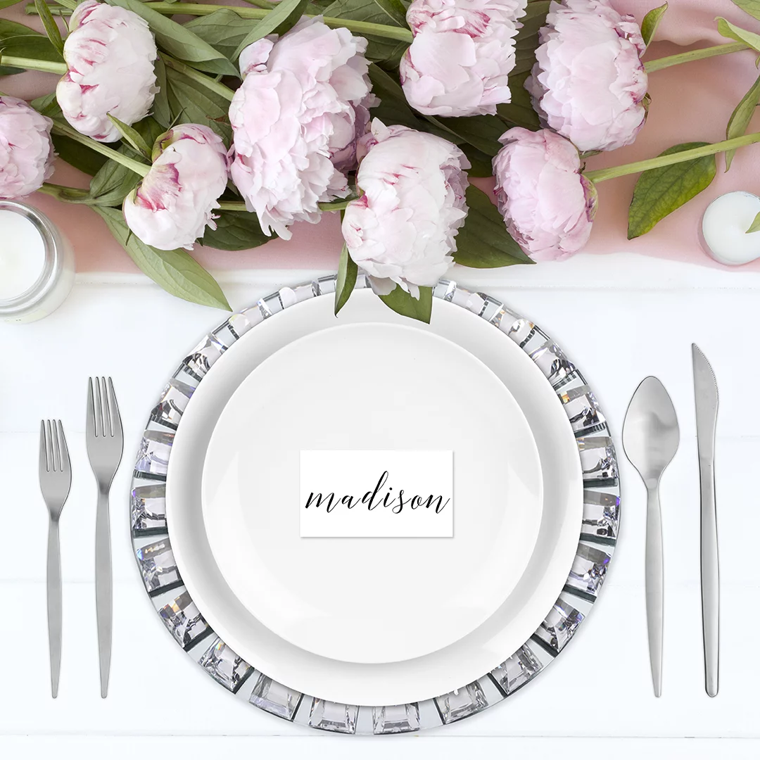 Koyal Wholesale Mirror Charger Plates, Bulk Set of 4, Silver Mirrored Glass Charger Plates Place Settings