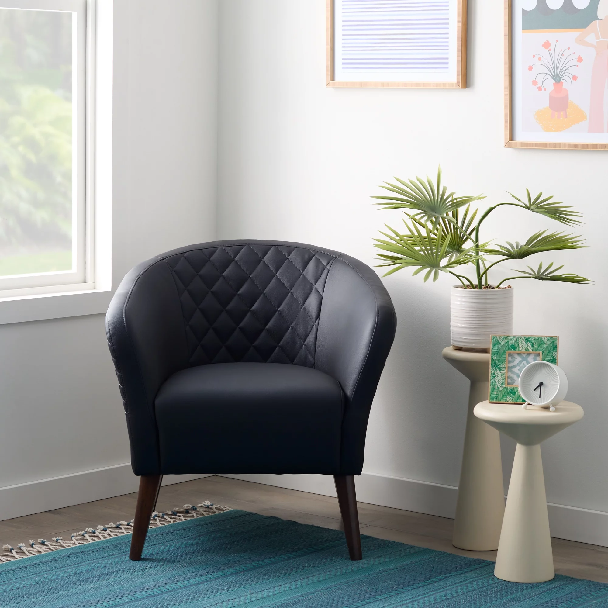 Mayview Upholstered Club Chair, Black Faux Leather