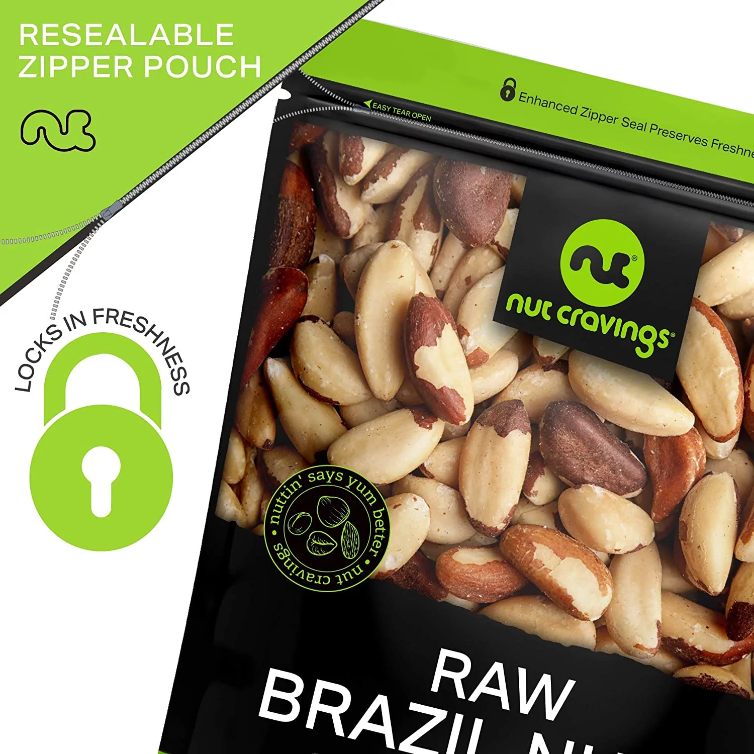 Nut Cravings Raw Brazil Nuts, Unsalted No Shell, (48oz - 3 lb)