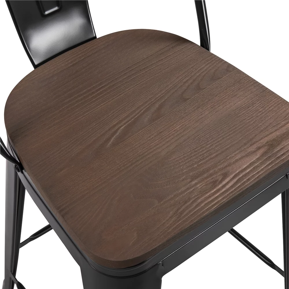 Yaheetech Pack of 4 Industrial Metal Dining Chairs, Black