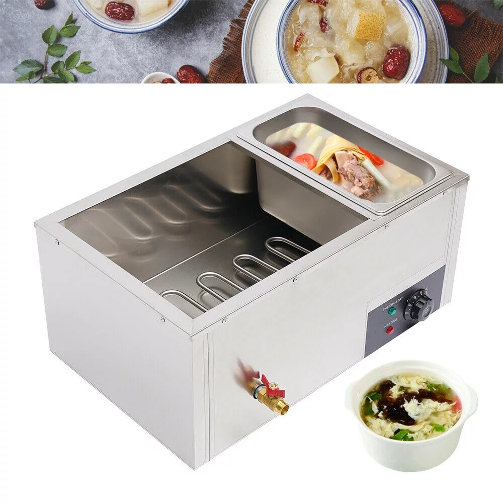 Miumaeov Commercial Electric Food Warmer Steam Table Buffet Countertop 3-Pan Station 850W