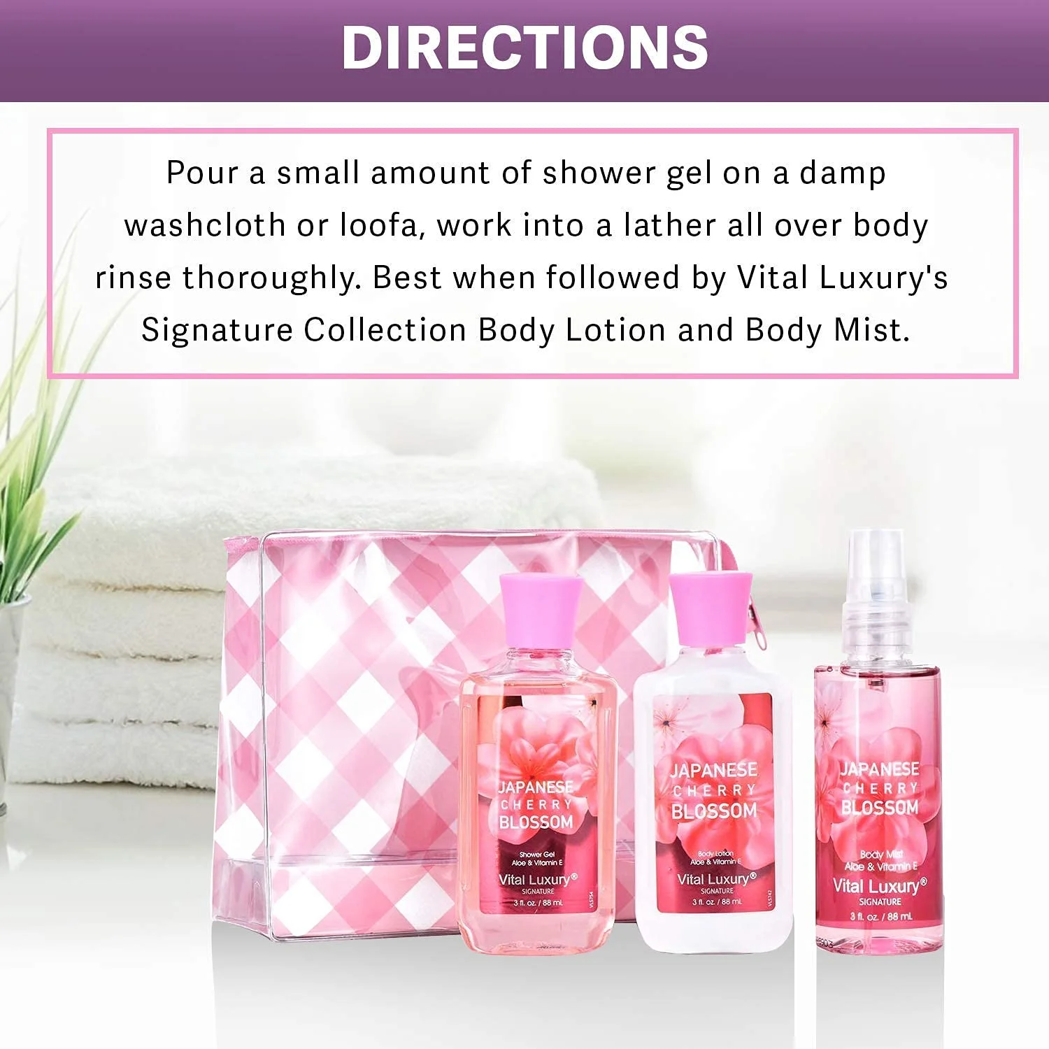 Vital Luxury Japanese Cherry Blossom 3 Piece Set - Shower Gel, Mist, and Lotion