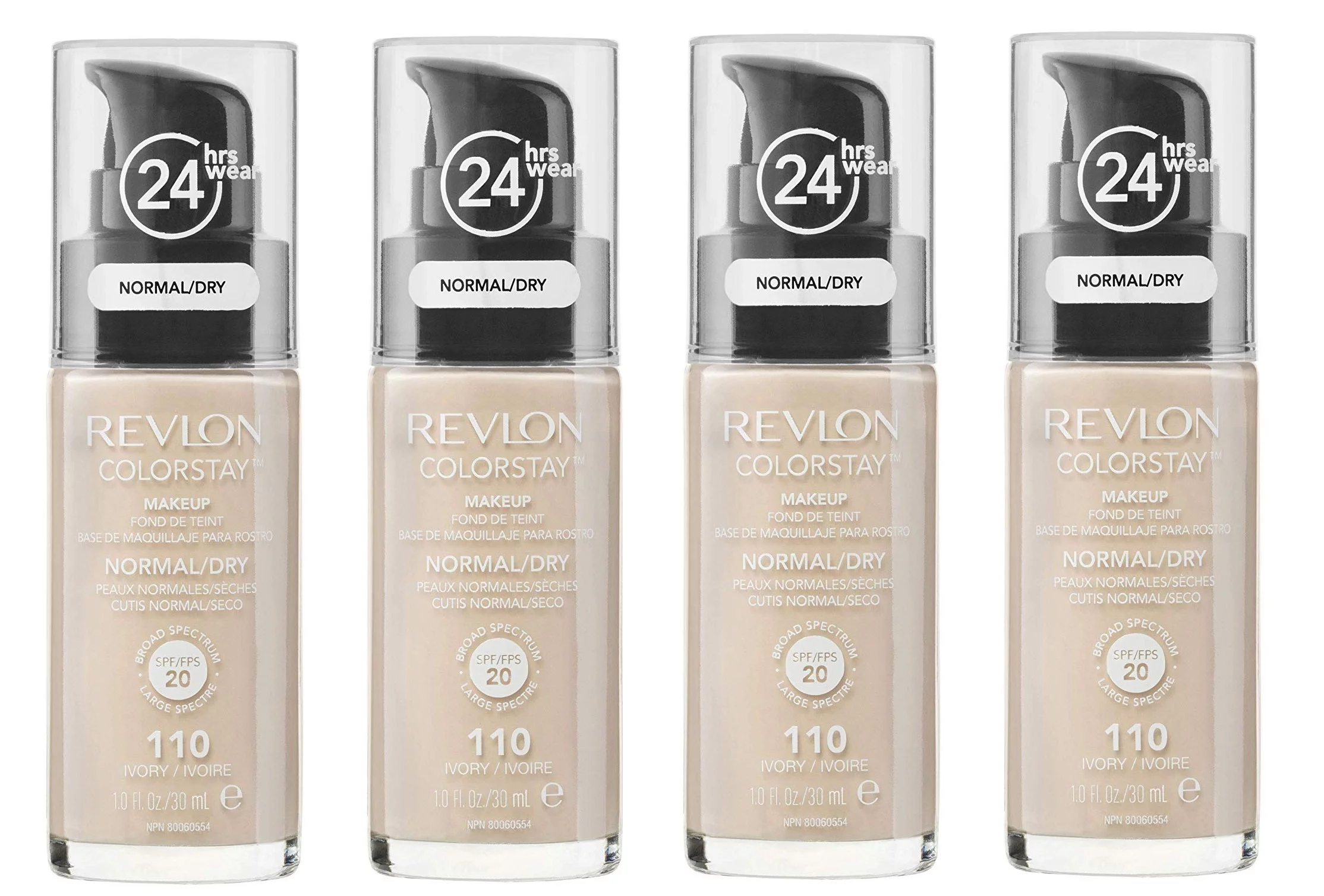 Revlon Colorstay Makeup Foundation for Normal To Dry Skin, #110 Ivory (Pack of 4)