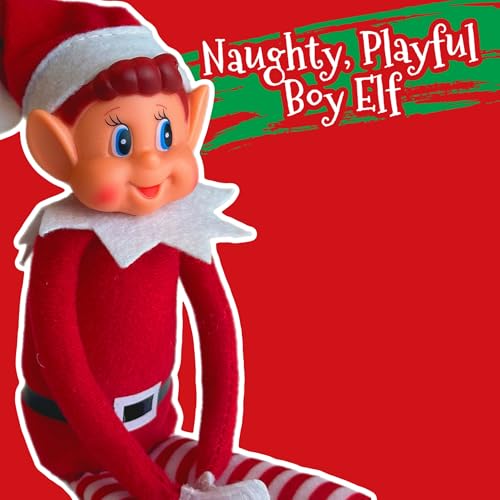 Elfie (Boy) and Elvie (Girl) Set Fun and Playful Elves Behavin' Badly Figure with Soft Body and Vinyl Face-Set of 2, Red