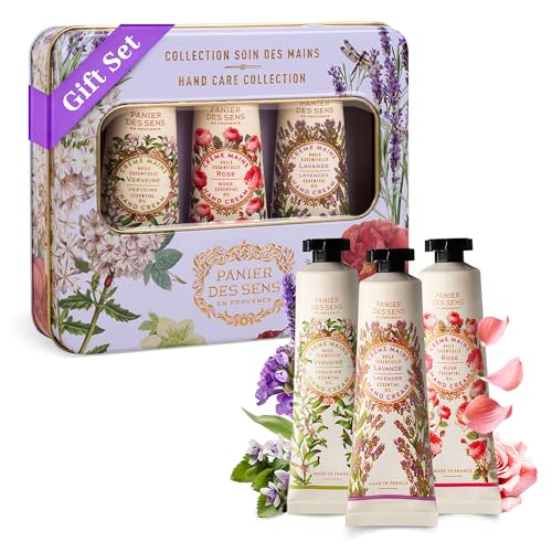 Panier des Sens - Mini Hand Cream Set - Birthday, Gifts for Women - Orange Blossom, Jasmine, Geranium Natural Hand Cream - Gift Ideas Made in France - 96% Natural - Hand Lotion Travel Size 3x1 Floz