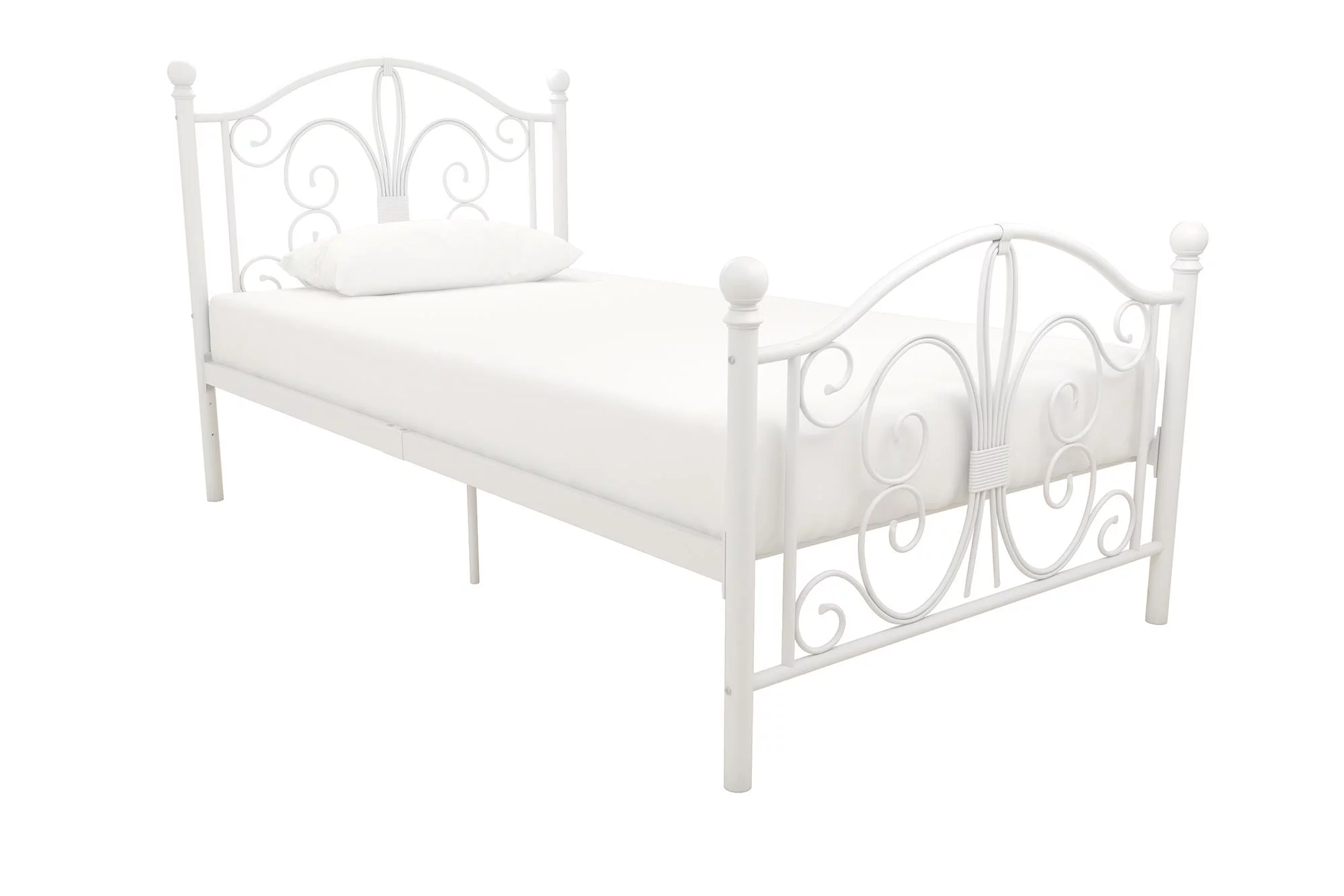 Desert Fields Bombay Metal Bed, White, Twin