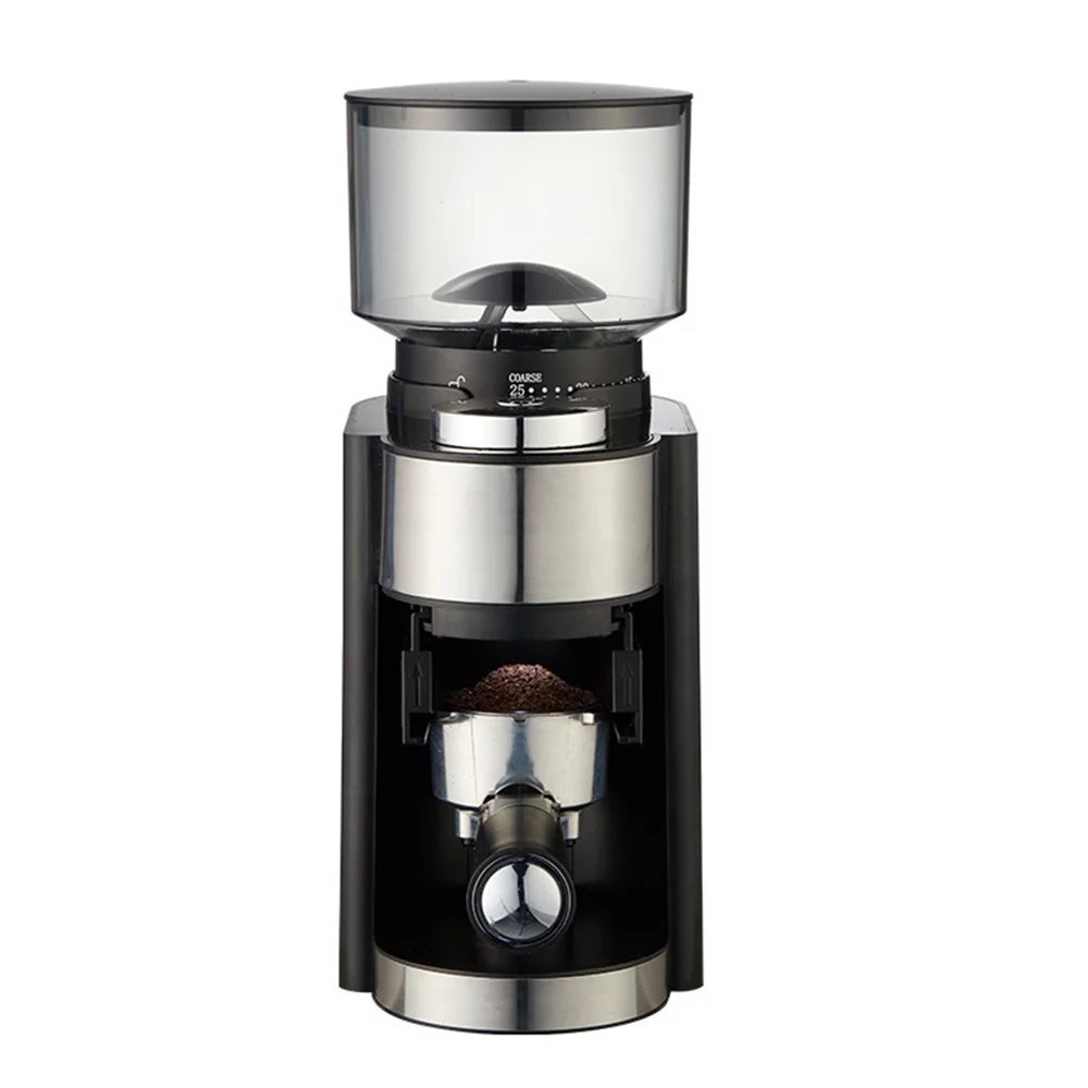 Automatic Electric Burr Coffee Grinder, Adjustable Conical with 25 Grind Settings, 2-12 Cups Capacity, Ideal for French Press, Drip Coffee, and Espresso, Black