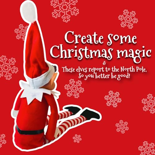 Elfie (Boy) and Elvie (Girl) Set Fun and Playful Elves Behavin' Badly Figure with Soft Body and Vinyl Face-Set of 2, Red