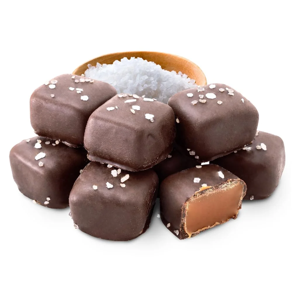 Funtasty Dark Chocolate Sea Salt Caramel Squares Candy, 2-Pound Pack