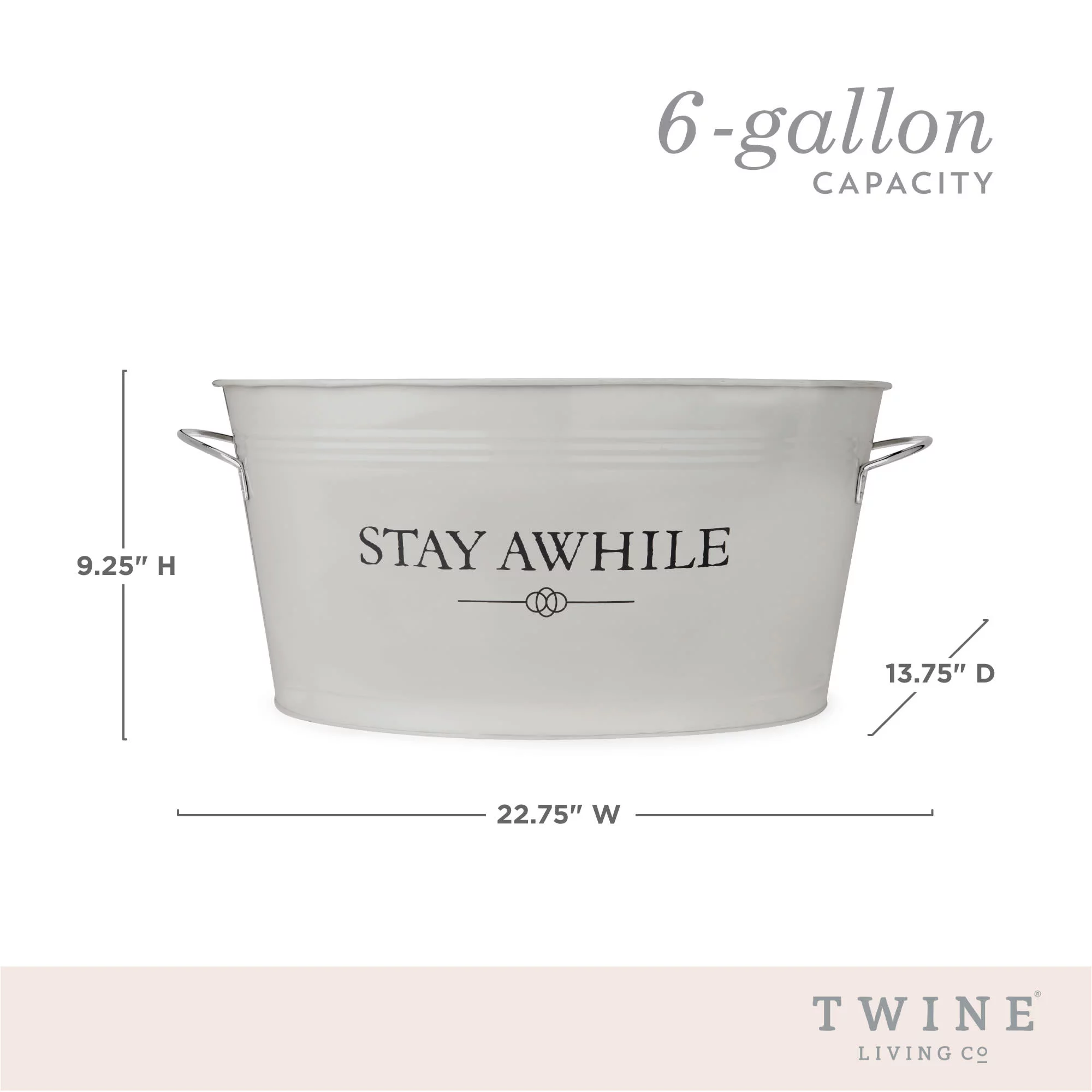 Twine Stay Awhile White Painted Galvanized Ice Bucket and Metal Tub
