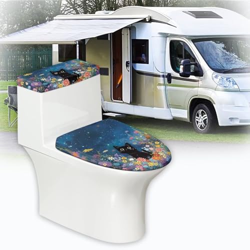 Christmas Bow Bell Toilet Tank Lid Cover and Toilet Seat Lid Cover 2 Pcs Set Toilets Covers with Elastic Cloth Fits Most Toilets Tanks & Lids