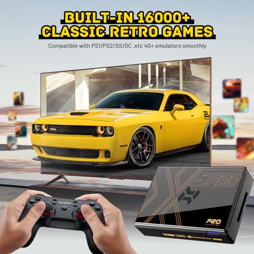Kinhank Super Console X5 PRO Retro Gaming Console with 16000+Games,Android 12.0 OS,Emulator Console,8K UHD Output,WI-FI 6,BT 5.0,SATA 3.1,AV1,Rock Chip RK3588S,Gigabit Ethernet,Wireless Controller