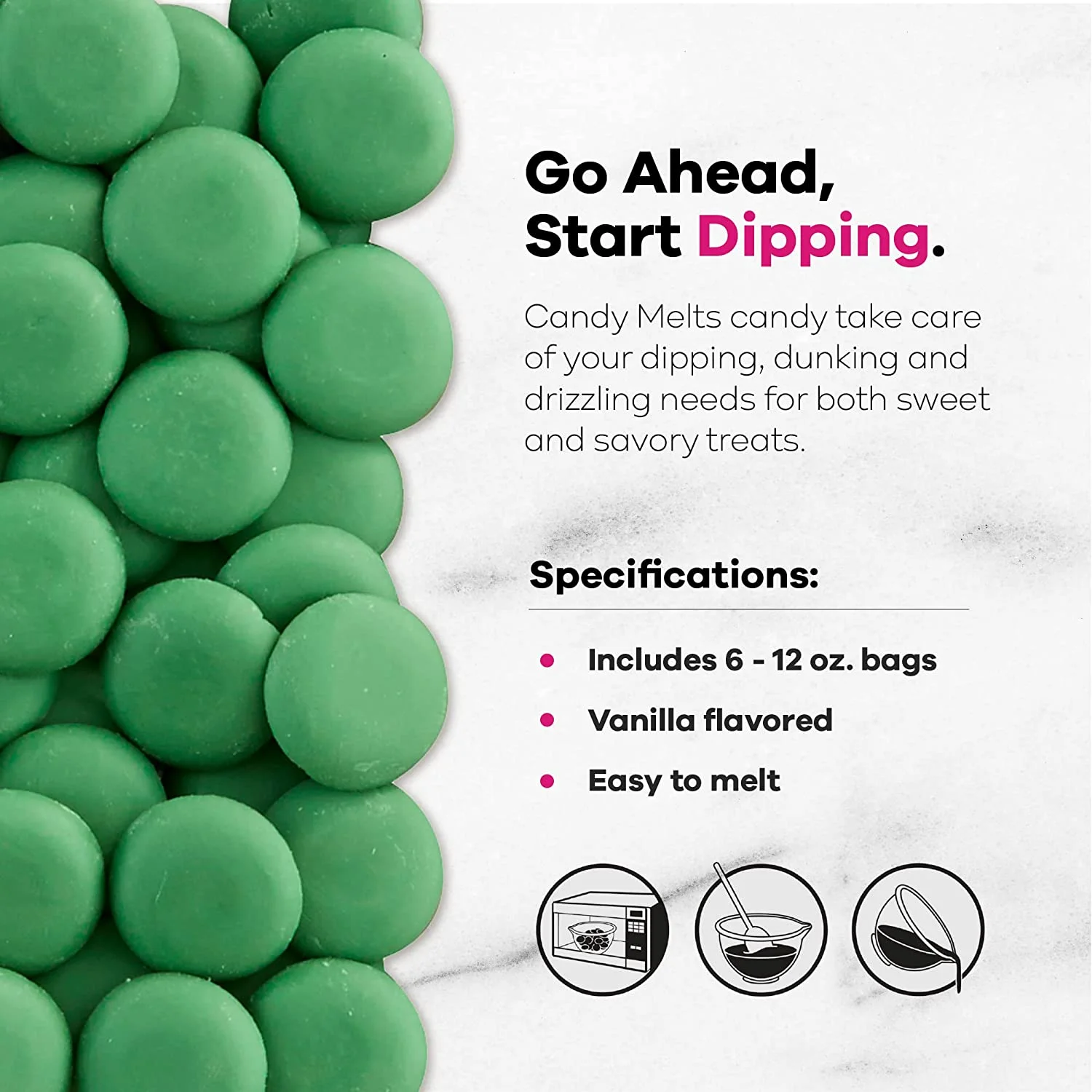 Wilton Dark Green Candy Melts Candy, 12 oz, Pack of 6 Vanilla 12 Ounce (Pack of 6)