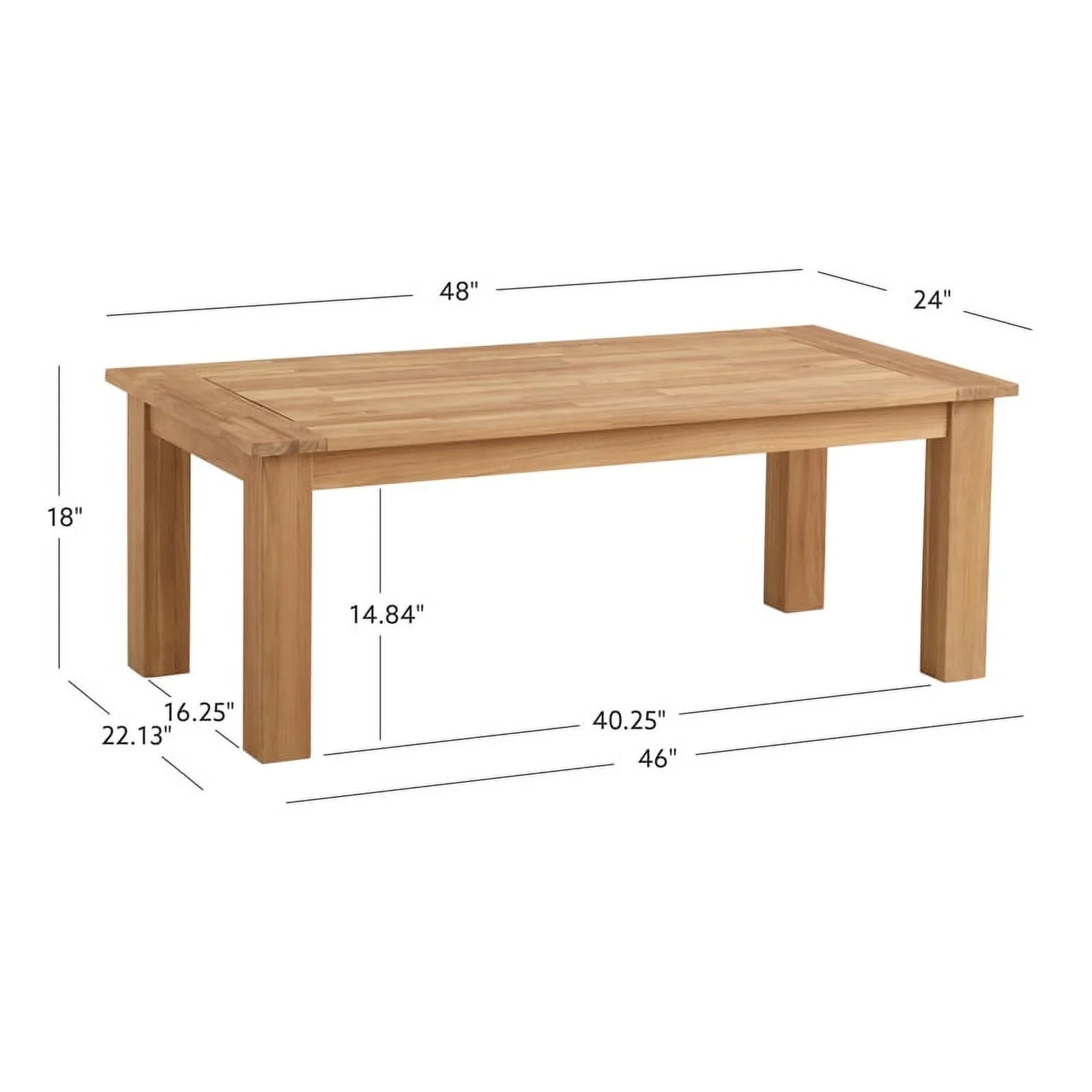 Afuera Living Contemporary Wood Outdoor Coffee Table in Natural