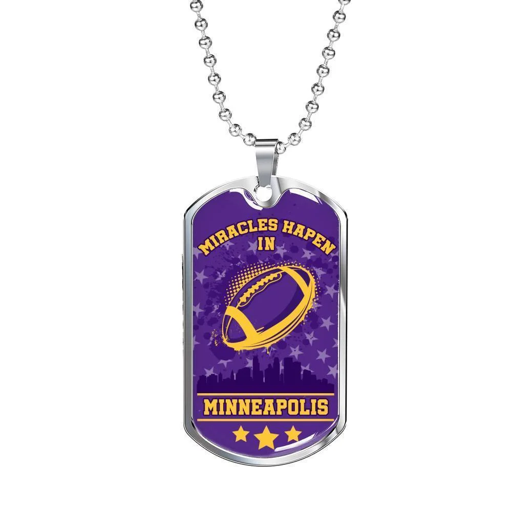 Minnesota Fan Sports Necklace Stainless Steel or 18k Gold Dog Tag 24