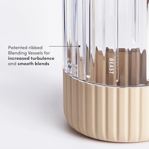 The Beast Mini Blender Plus | Mini Countertop Kitchen Blender | Blend Smoothies and Shakes, Dressings, Sauces, Dips | Extra Vessels, Straw Cap and Straws Included | 600W (Cloud White)