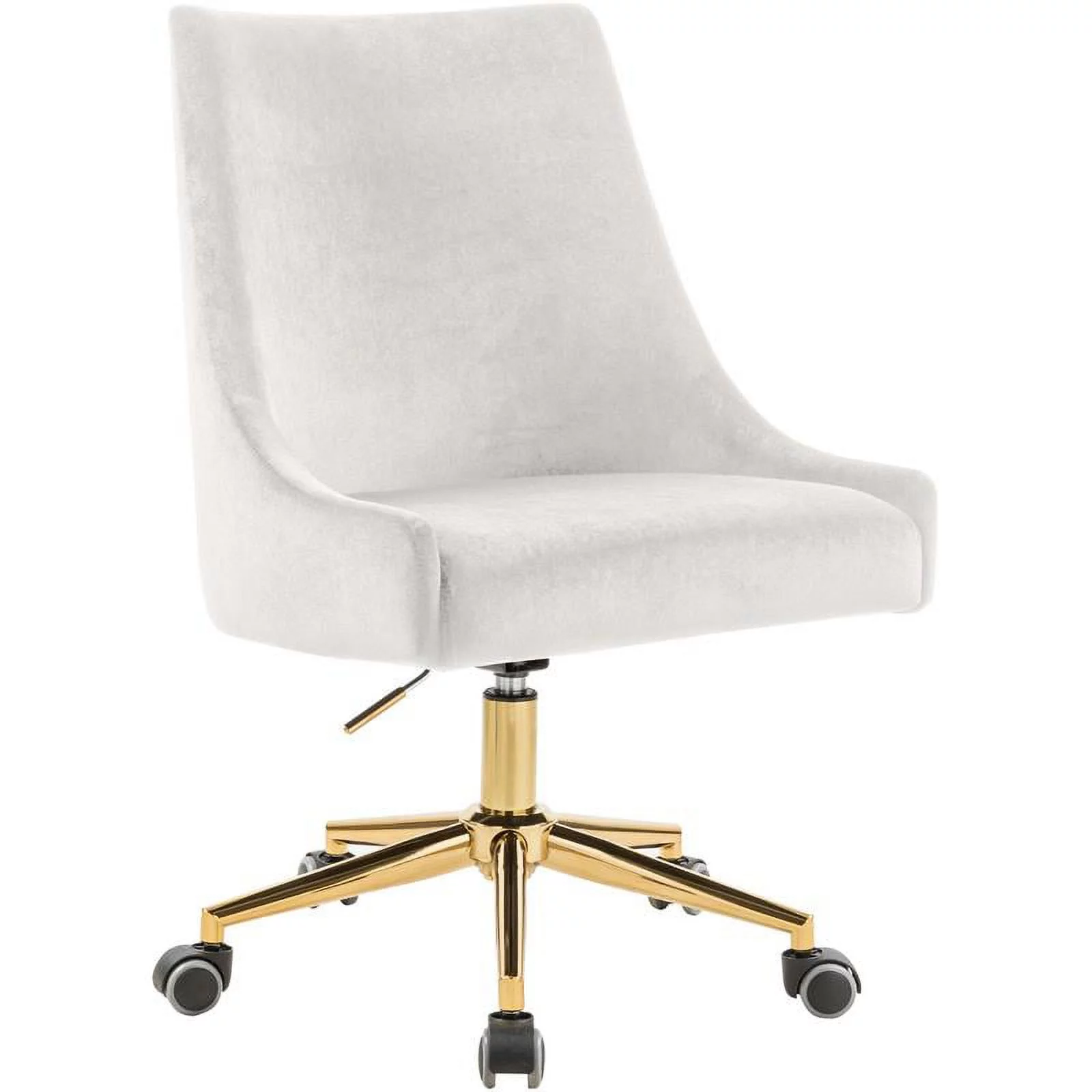Scranton & Co Contemporary Velvet Swivel Adjustable Office Chair in Cream
