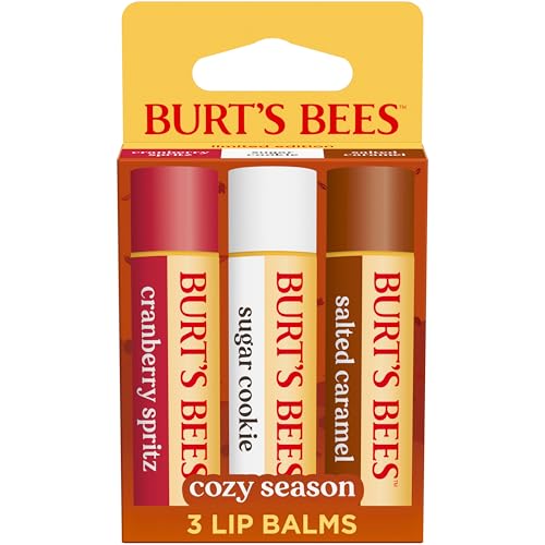 Burt's Bees Christmas Gifts, 4 Lip Balms Stocking Stuffers Products, Beeswax Bounty Fruit Mix - Watermelon, Pomegranate, Dragonfruit Lemon & Sweet Peach (4-Pack)