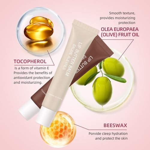 4 PCS Summer Special Lip Butter Balm – Ultra-Hydrating Lip Care with Shea Butter & Olive Oil, Soothes Dry Lips with Natural Tint & Gloss Effect, Lip Plumper Moisture & Light Lip Stain Finish