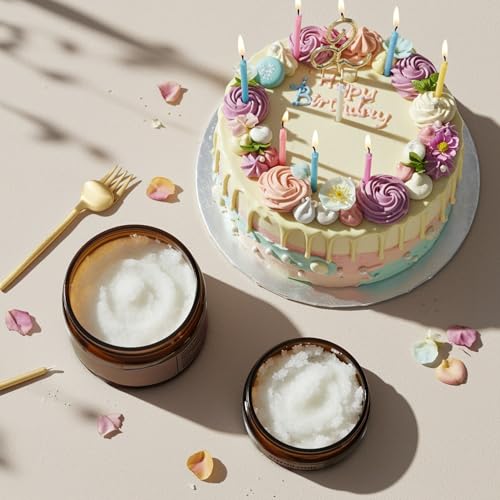 Cake Batter Sugar Body Scrub – Sweet Vanilla & Caramel Notes -Exfoliating & Moisturizing Body Polish for Smooth, Glowing Skin – Gently Removes Dead Skin & Dryness – Infused with Natural Oils