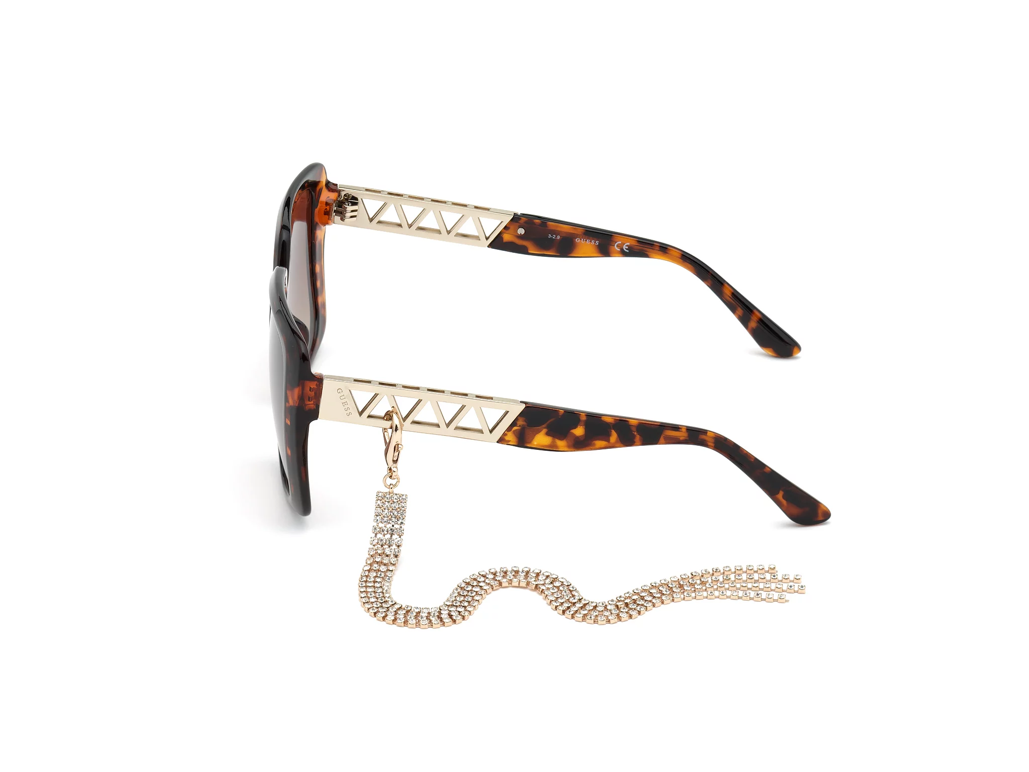 Guess Women's Oversized Square Sunglasses w/ Gold-Tone & Stone Tassel GU7689 52F