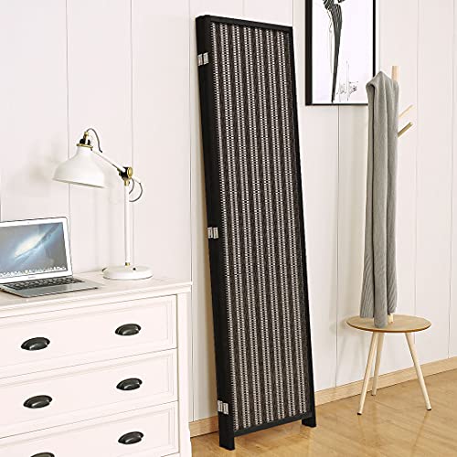 JOSTYLE Room Divider 4 Panel Folding Privacy Screen, Bamboo Room Divider Screen - 6 ft. Tall Wall Divider for Room Separation Freestanding Partition Separators, Beige