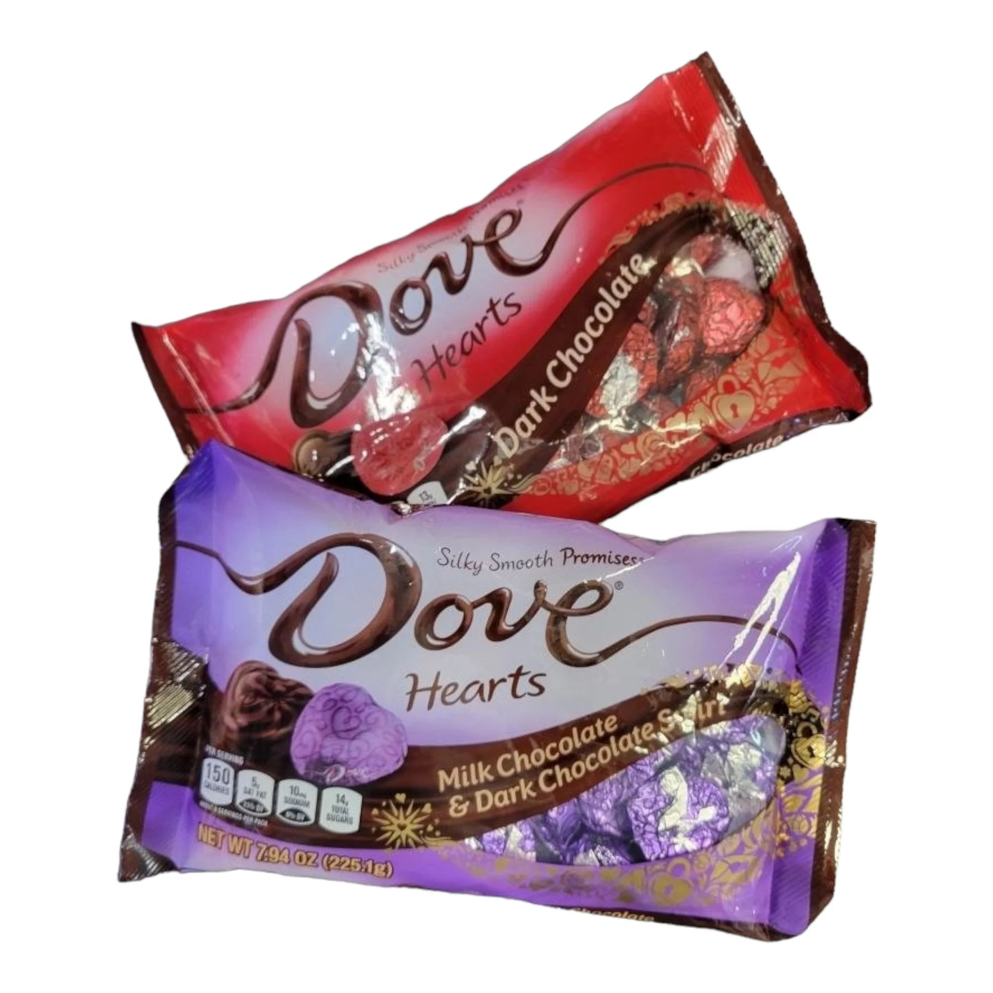 Dove Valentines Heart Promises Candy, Dark Chocolate 8.87 oz bag and Milk and Dark Chocolate Swirl 7.94 oz bag, 2 bag gift bundle