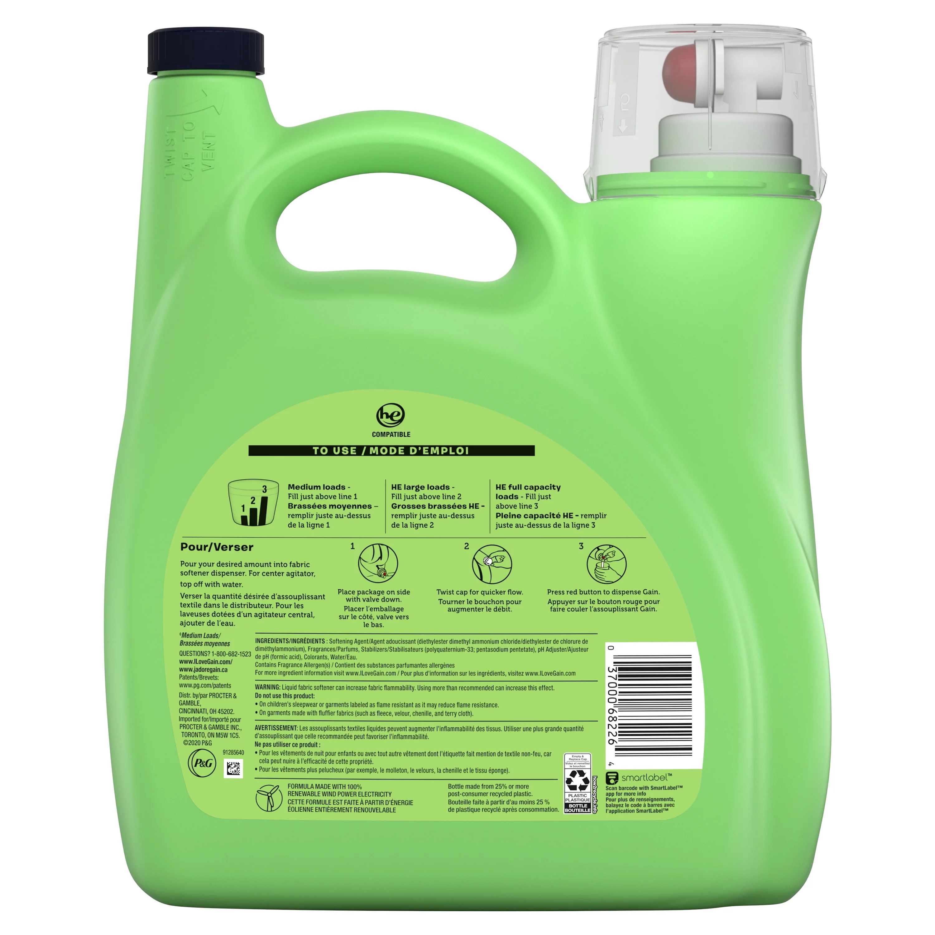 Gain Liquid Fabric Softener, Moonlight Breeze, 150 Fluid Ounce, 174 Loads