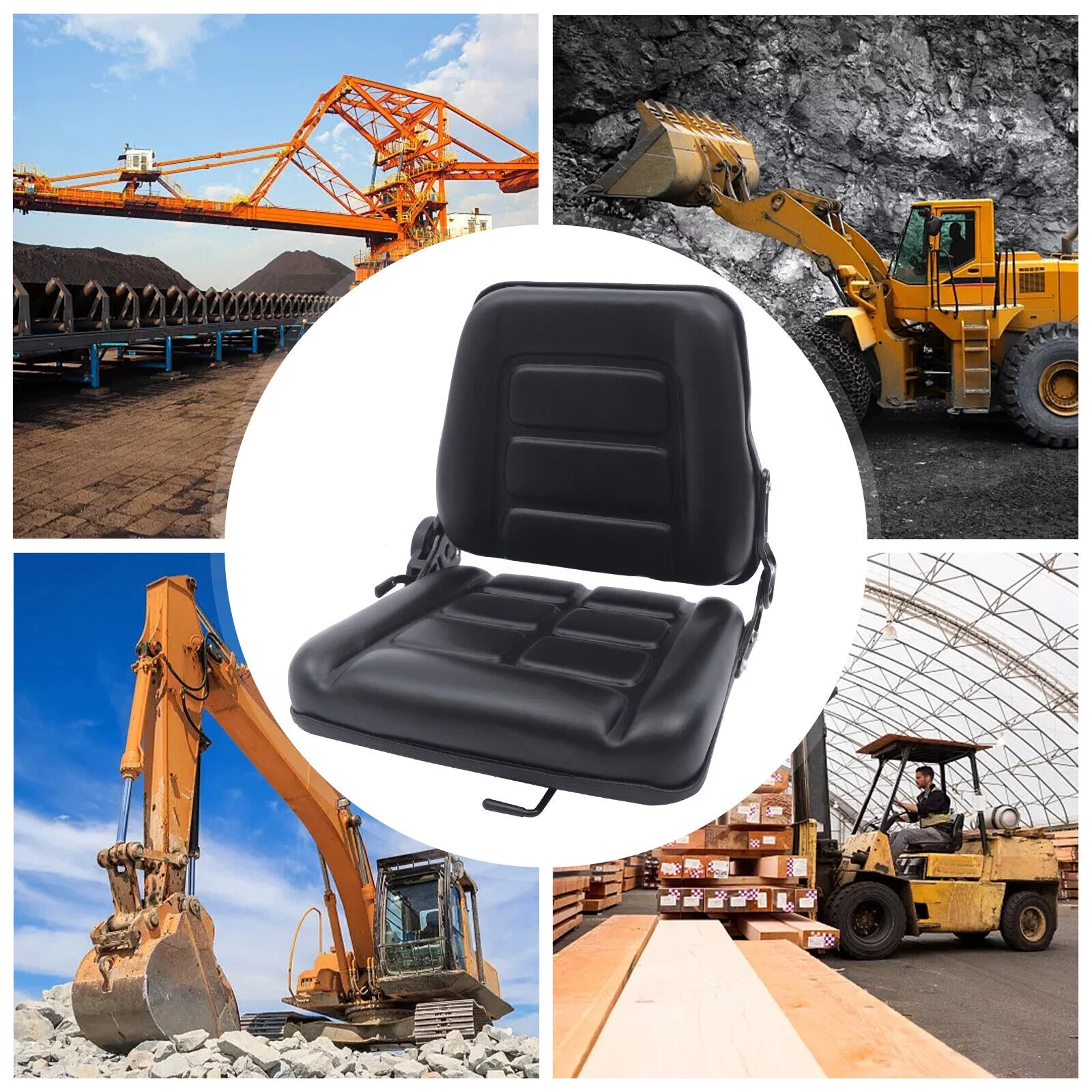 Miumaeov Universal Forklift Seat with Adjustable Back, Foamed Sponge Operator Position Switch, Movable Forklift Seat for Excavator Skid Loader Backhoe Dozer