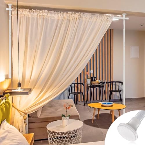 Room Divider Curtain Rod - No Drilling Partition Room Dividers Wall,28-96inch(W) 4-9ft(H),Heavy Duty Metal Tension Curtain Stand for Studio Apartment Room Separation,Portable Room Separator,Black