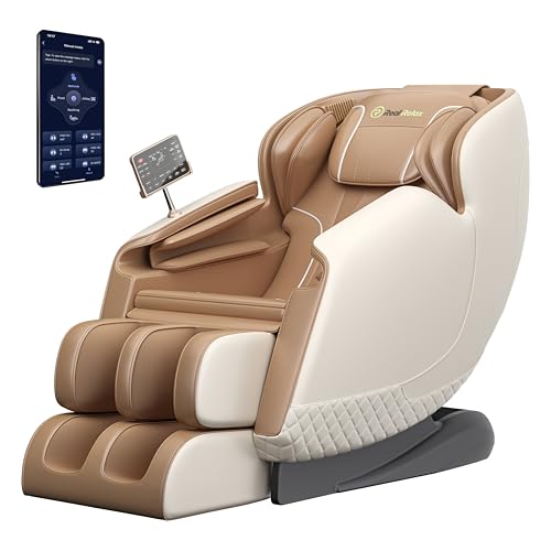 Real Relax Massage Chair Full Body of SL-Track, Full Body Airbags, 6 Auto Modes, APP Control, Zero Gravity Shiatsu Massage Chair Recliner, for Home and Office, Favor-11 Pro Brown