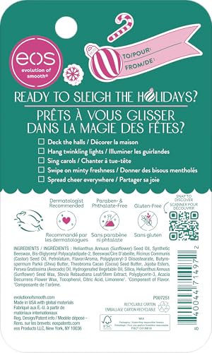 eos Holiday 24H Moisture Mini Super Balm Set, Sugar Plum Spritz, Candy Cane Swirl, Iced Sugar Cookie, Limited Edition Lip Care, Stocking Stuffers, 0.24 fl oz, 3-pack