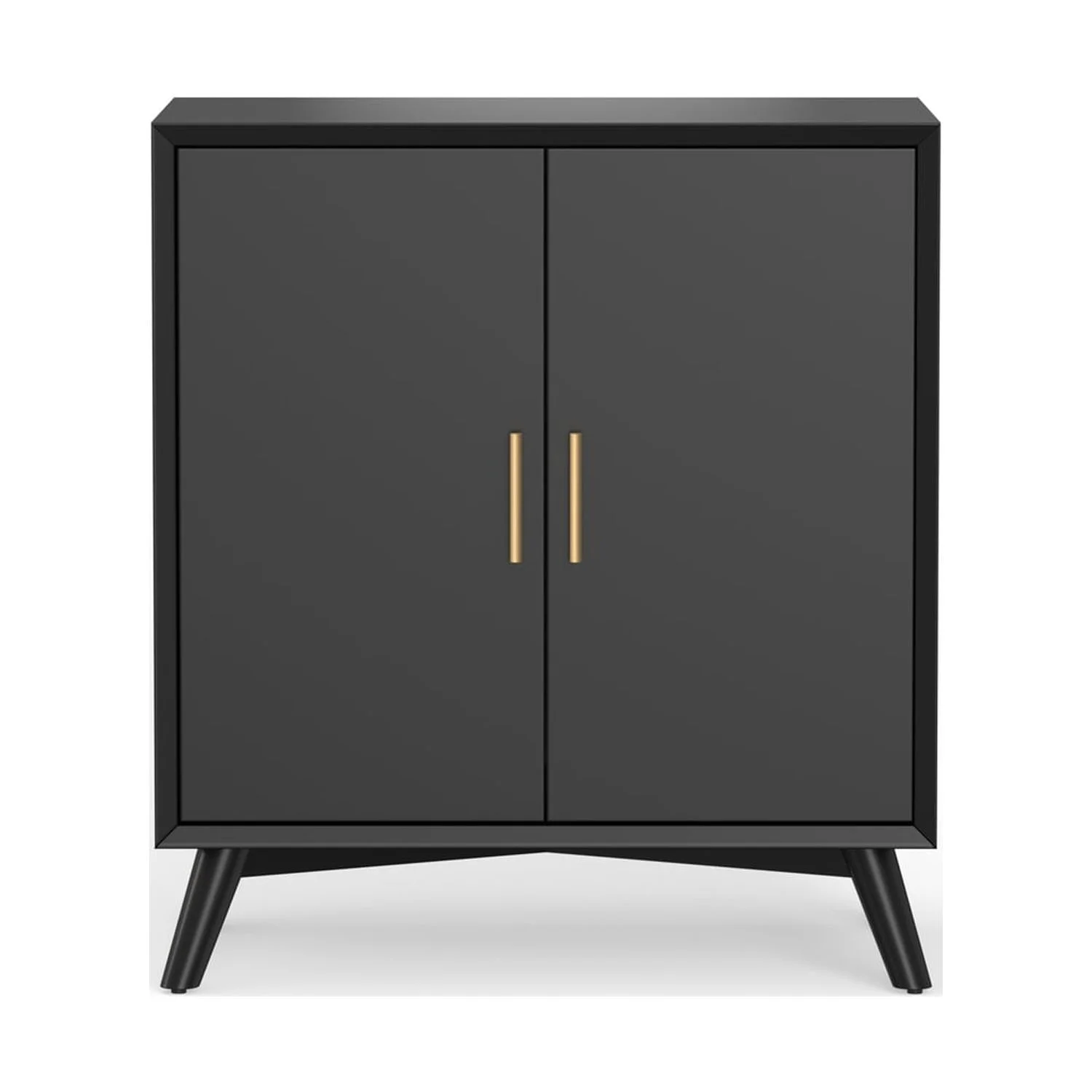 Alpine Furniture Flynn Small Wood Bar Cabinet in Black