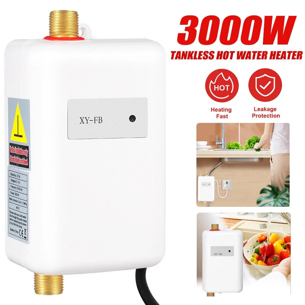 JahyShow Instant Hot Water Heater Electric Tankless On Demand House Shower Sink 3000W