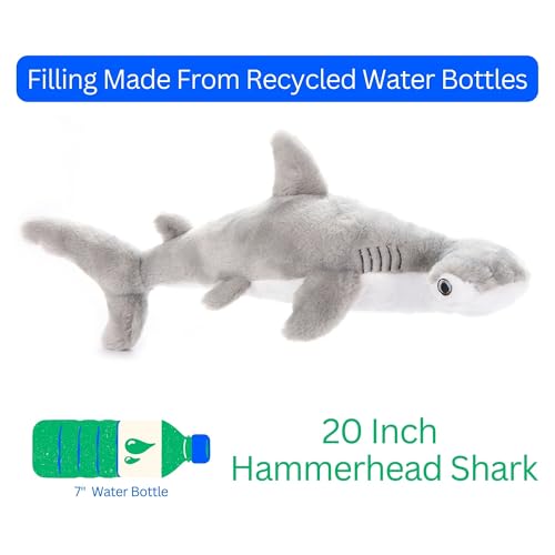 The Petting Zoo Hammerhead Shark Stuffed Animal Plushie, Gifts for Kids, Earth Keeperz Sealife Animals, Zoologee Grey Hammerhead Shark Plush Toy, 20 inches
