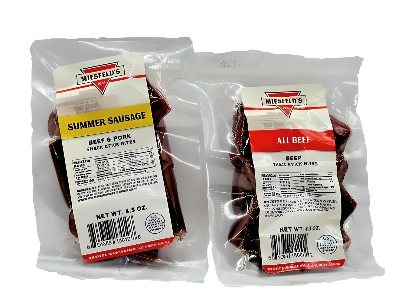 Miesfeld's Summer Sausage and All Beef 4.5oz Snack Bites Combo 6 Pack